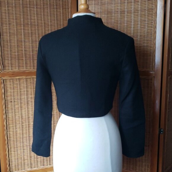 Vintage 60's Cropped Mandarin Style Collar Bolero Jacket Size Medium - Picture 8 of 16